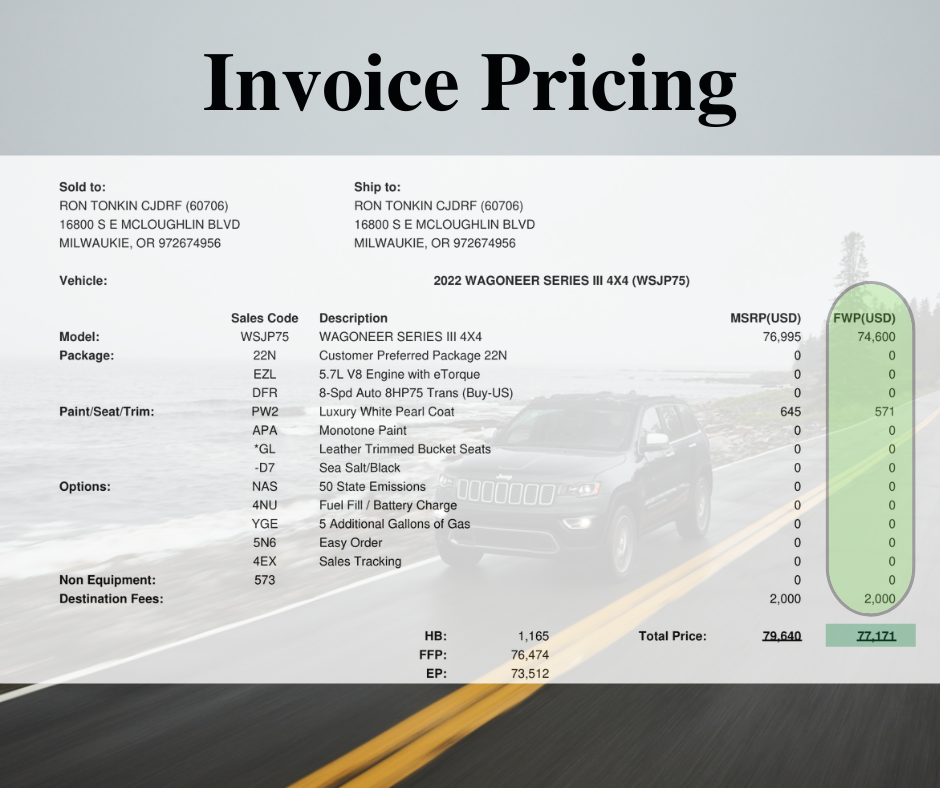 How to find 2024 car invoice price